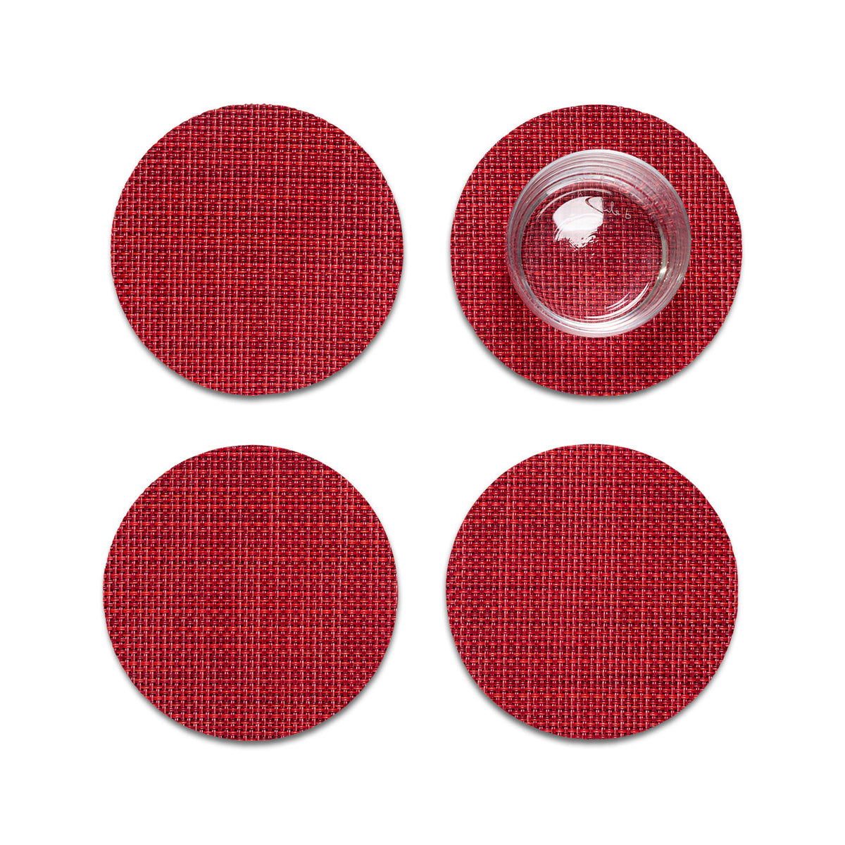 Mini Basketweave Coasters - Scarlet