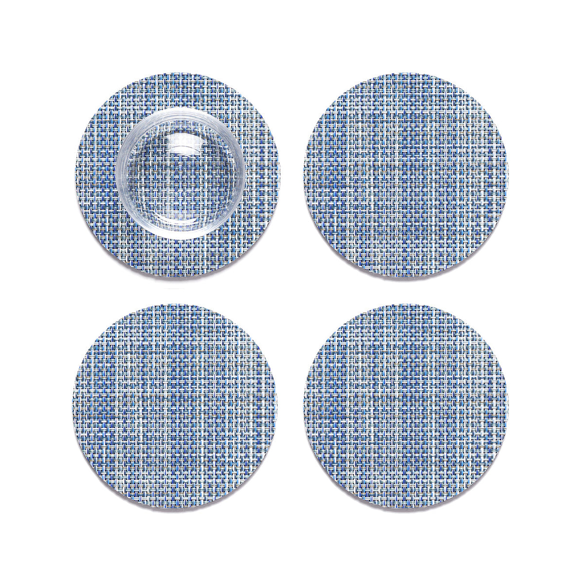 Mini Basketweave Coasters - Chambray