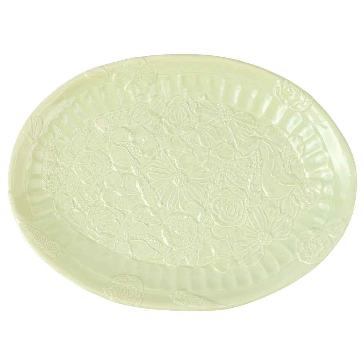 Pietra Fiori Pistachio Oval Platter