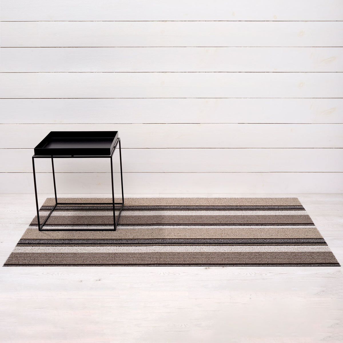 Pleat Stripe Shag Mats - Oyster