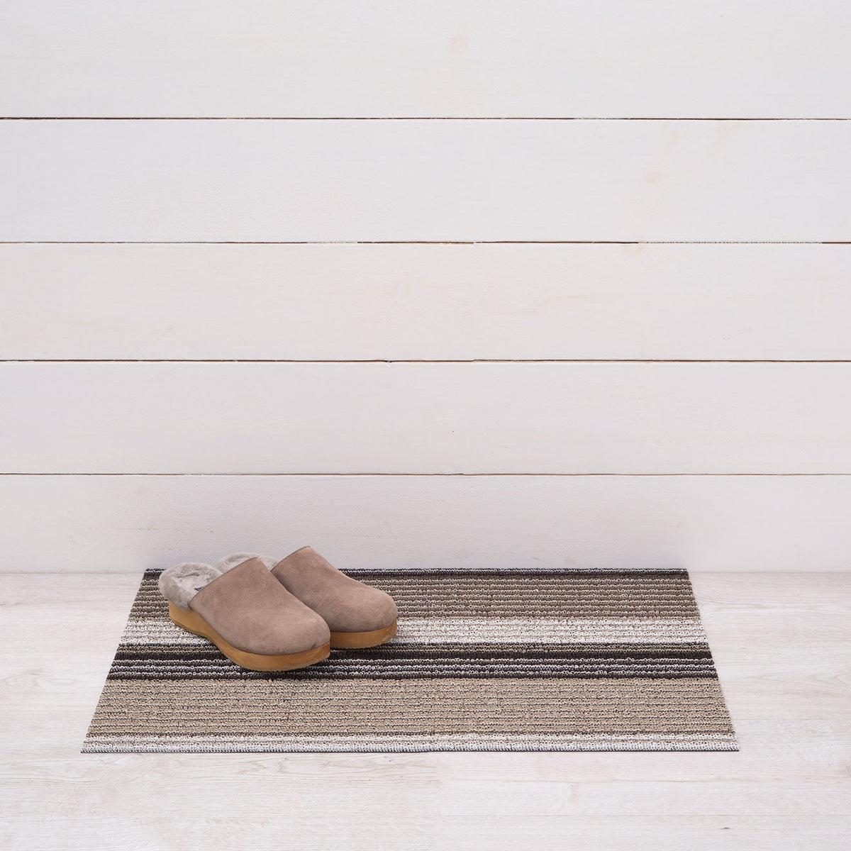 Pleat Stripe Shag Mats - Oyster