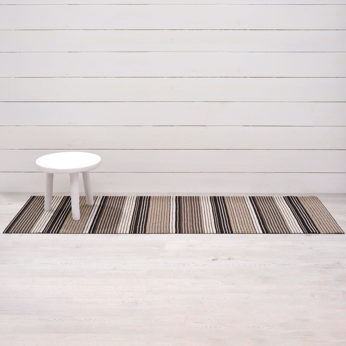 Pleat Stripe Shag Mats - Oyster