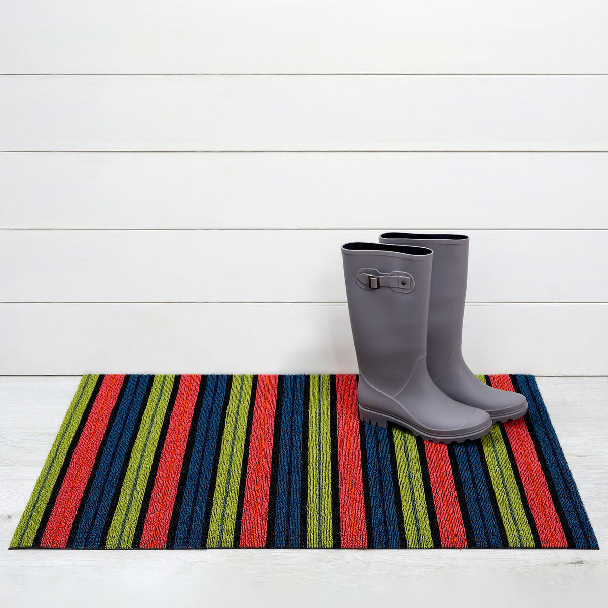 Ribbon Stripe Shag Mats - Limelight
