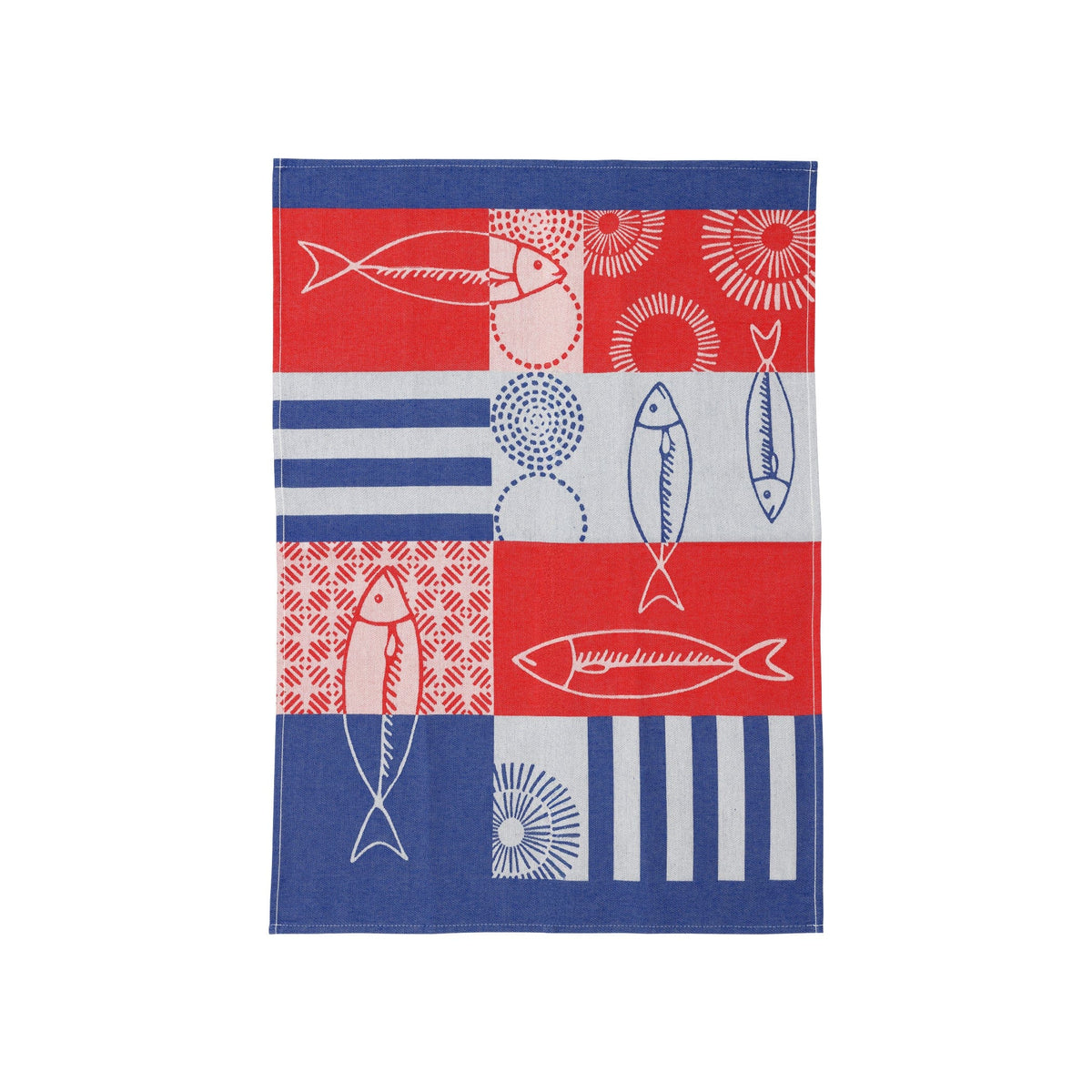 Strofinaccio Blue, White, and Red Fish Dish Towels - Set of 2