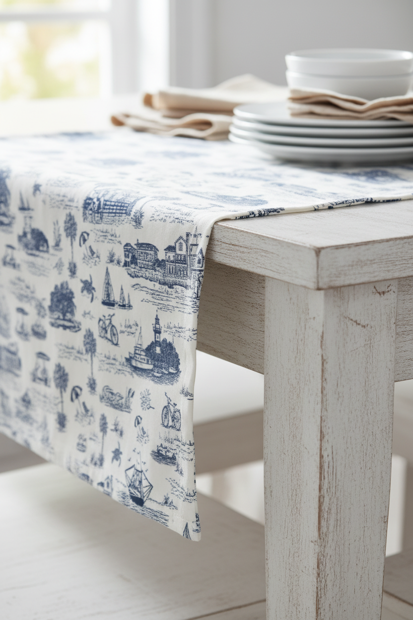 Hilton Head Toile Reversible Table Runner — photo 3
