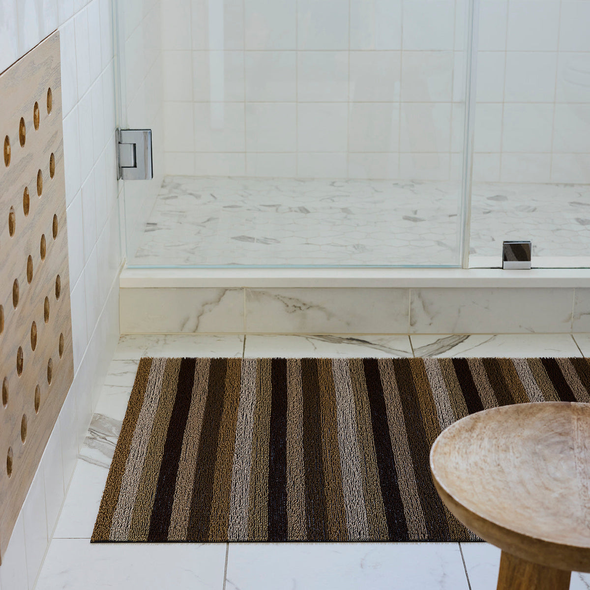Even Stripe Shag Mats - Mocha
