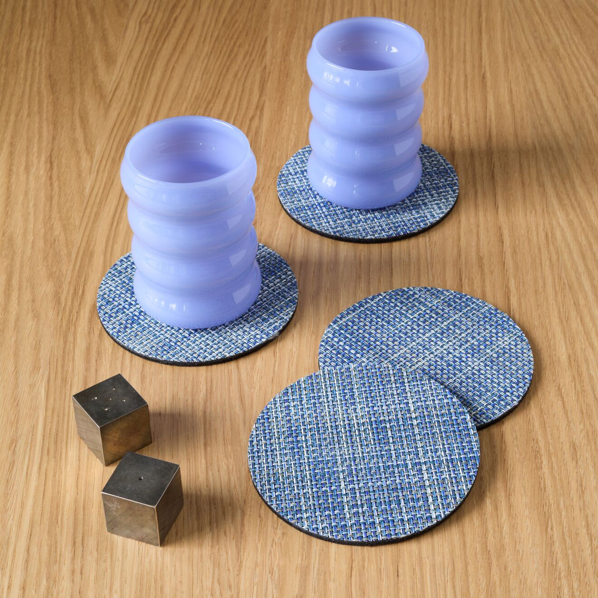 Mini Basketweave Coaster Samples - Chambray