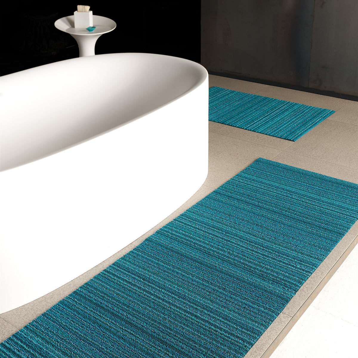 Skinny Stripe Shag Mats - Turquoise