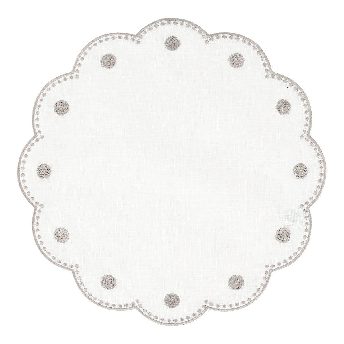 Tessuti White Round Placemats with Natural Dots - Set of 4