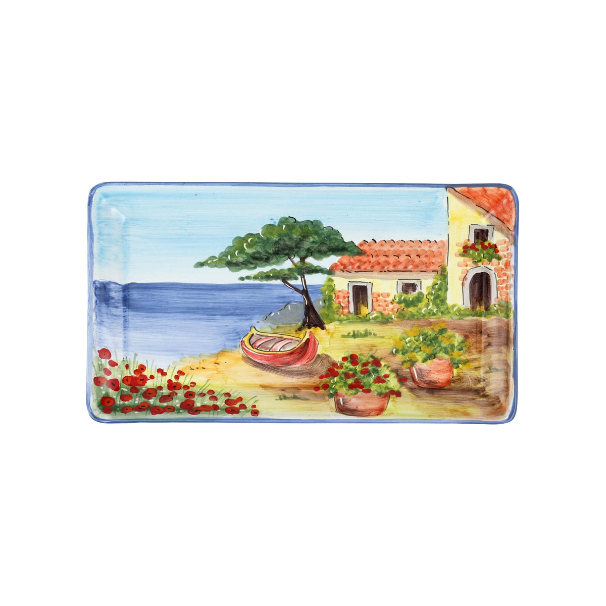 Landscape Wall Plates Rectangular Platter with Boat