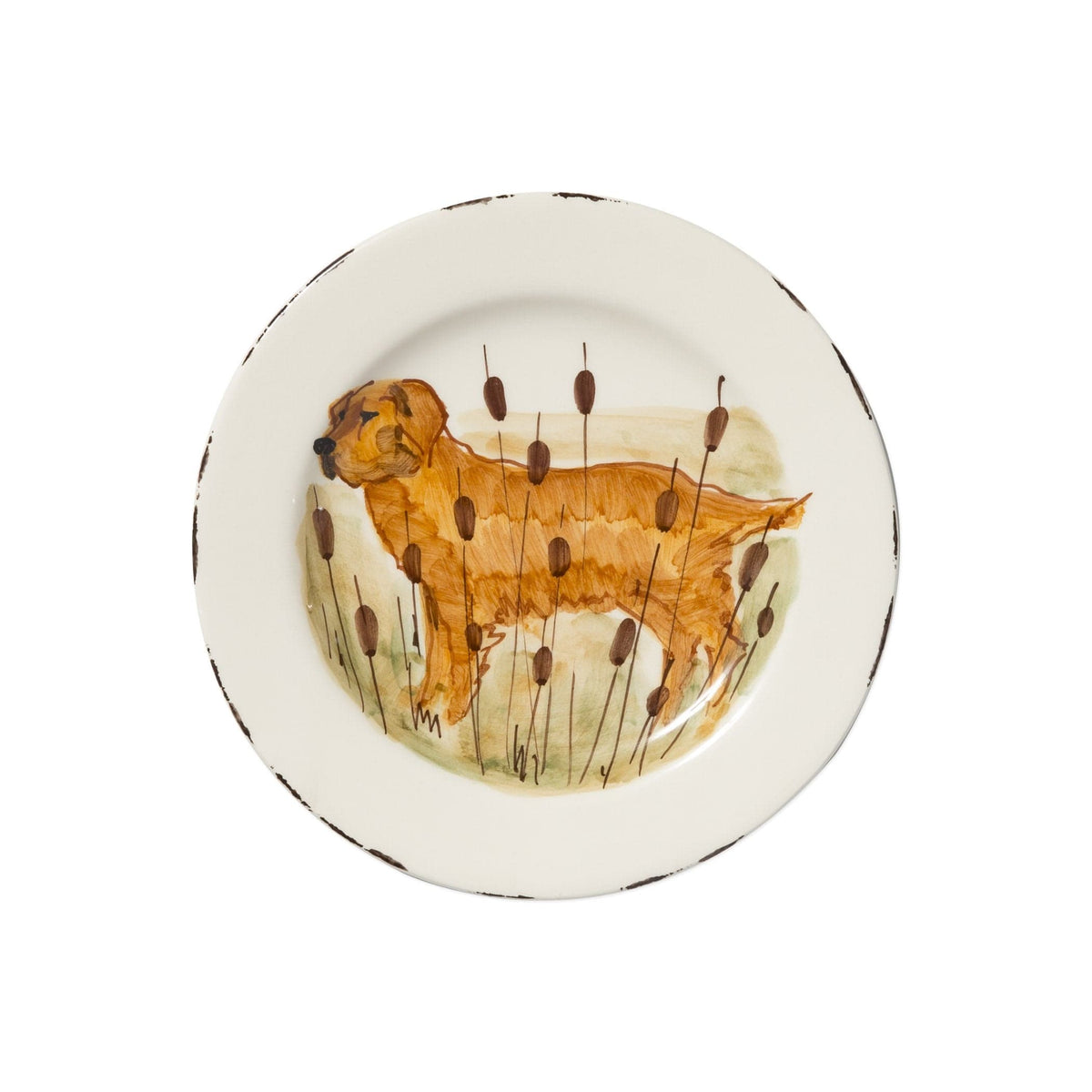 Wildlife Hunting Dog Salad Plate - Handpainted