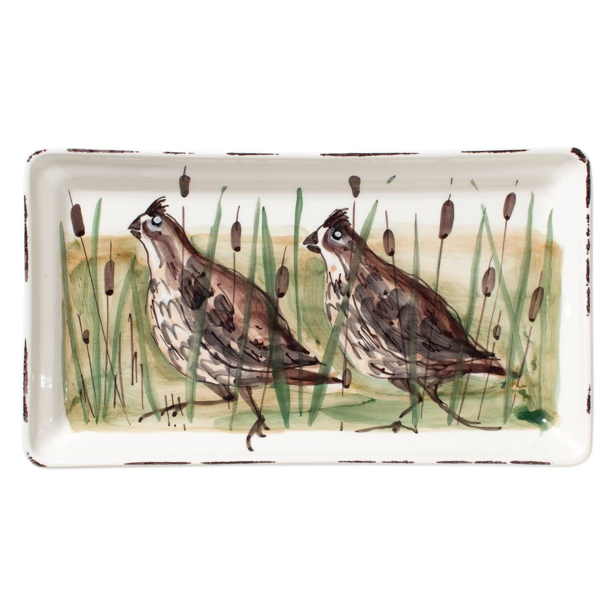 Wildlife Quail Rectangular Platter - Handpainted