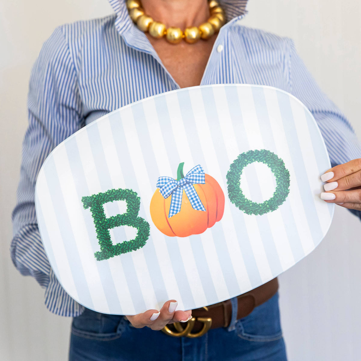 QUICK SHIP! WH Serving Platter | Halloween BOO Boxwood