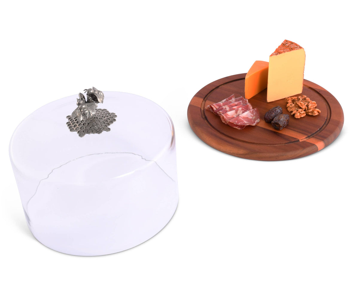 Honey Bee Glass Covered Cheese Wood Board
