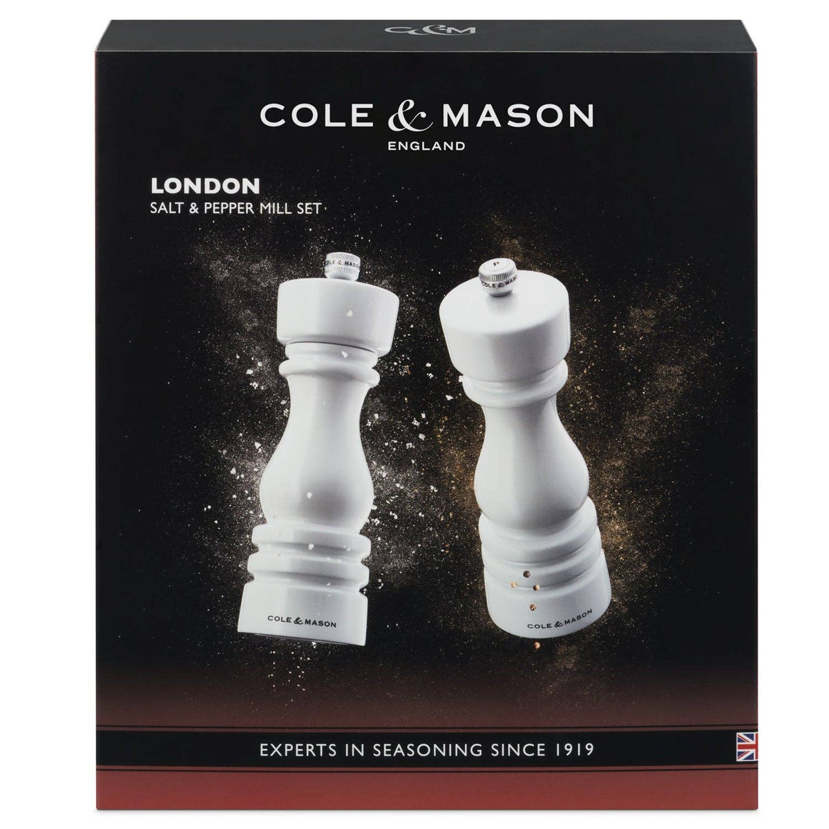 Cole & Mason London White Gloss Salt & Pepper Mills Gift Set