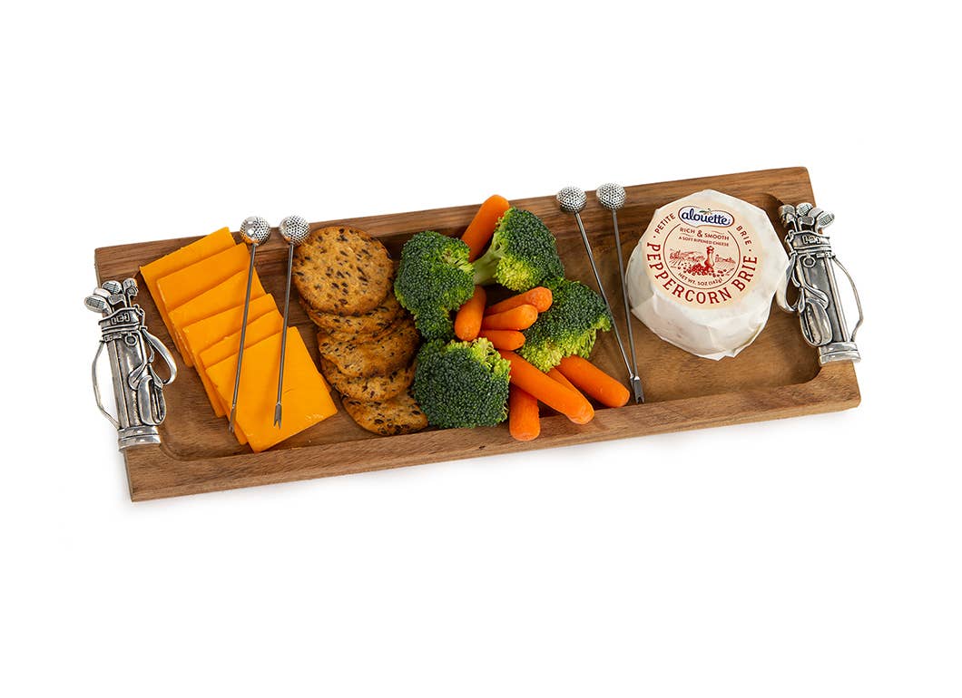 Foodie Bites Acacia Wood Serving Tray & matching food picks