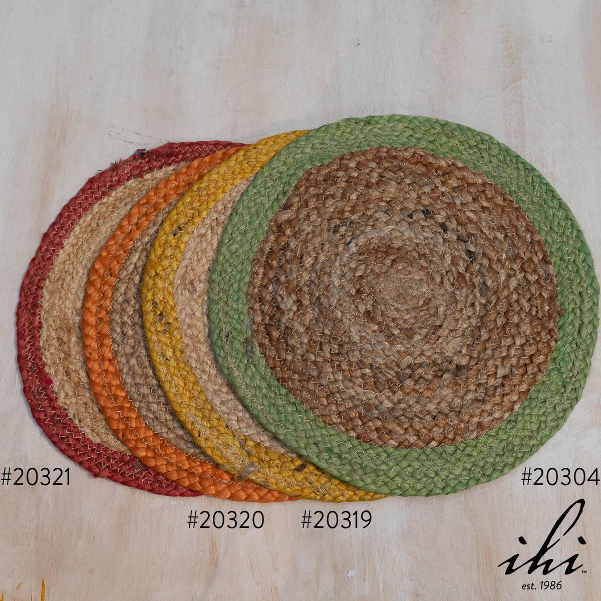Natural & Green Jute Border Round Placemat
