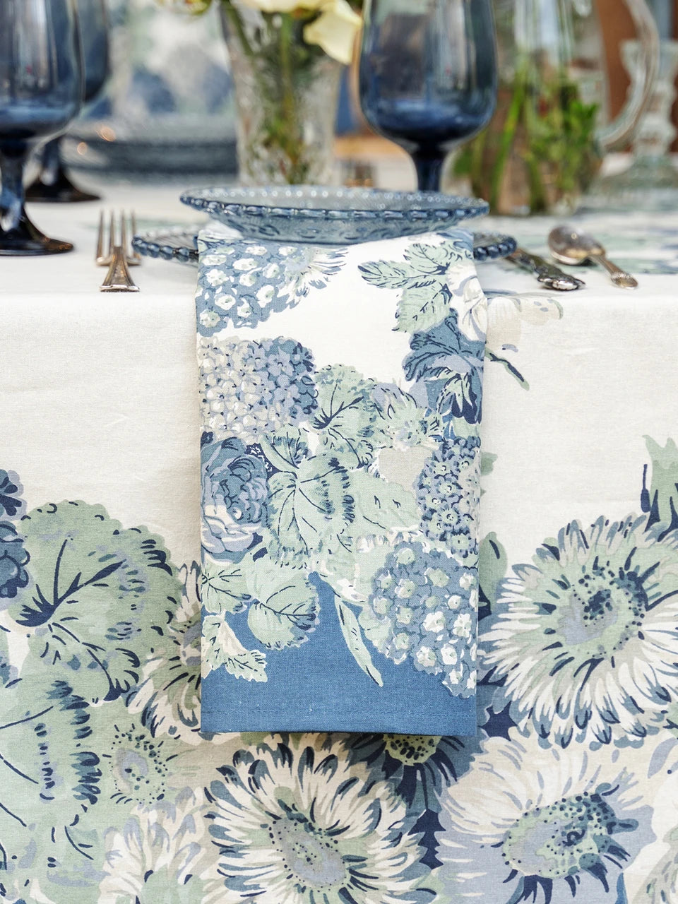 April Cornell Autumn Gathering floral napkins in blue