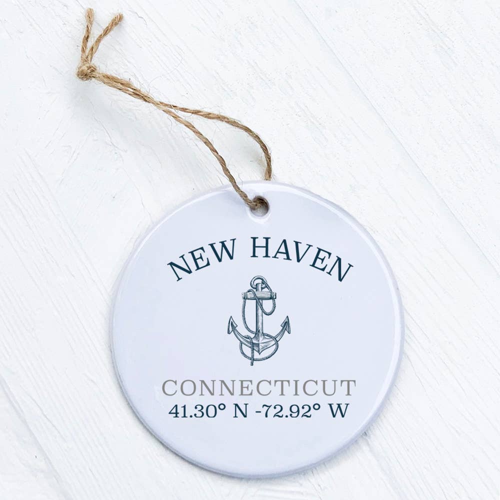 Anchor w/ Latitude and Longitude - Custom Ornament