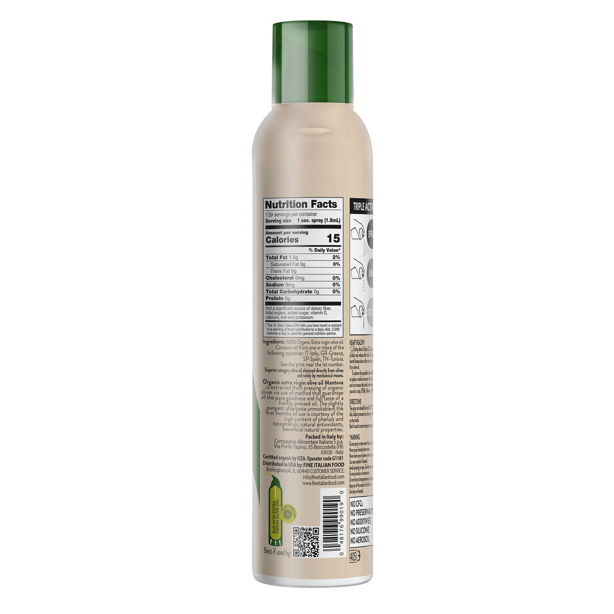 Mantova Organic Extra Virgin Olive Oil Spray, 8.5 fl. oz.