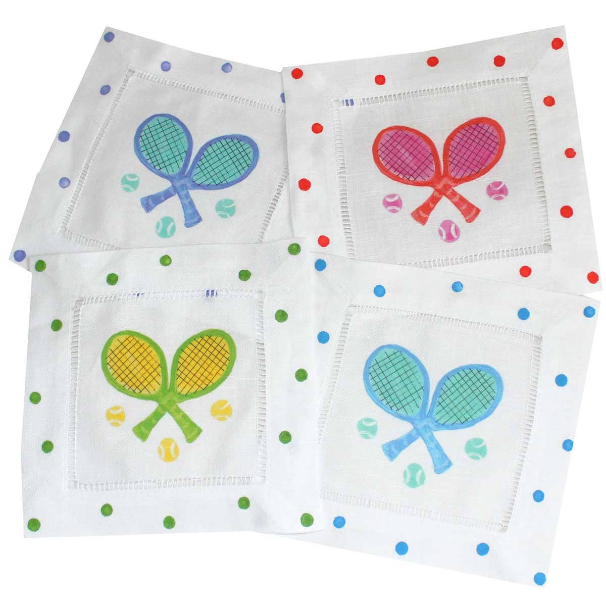 Multi-Color Tennis Linen Cocktail Napkins