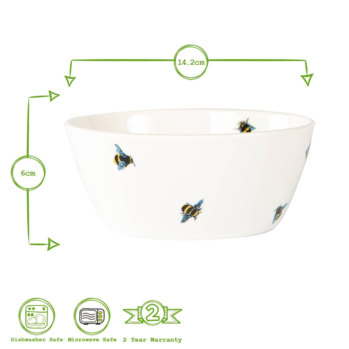Joules Bee Casual Cereal Bowl - 14cm - White