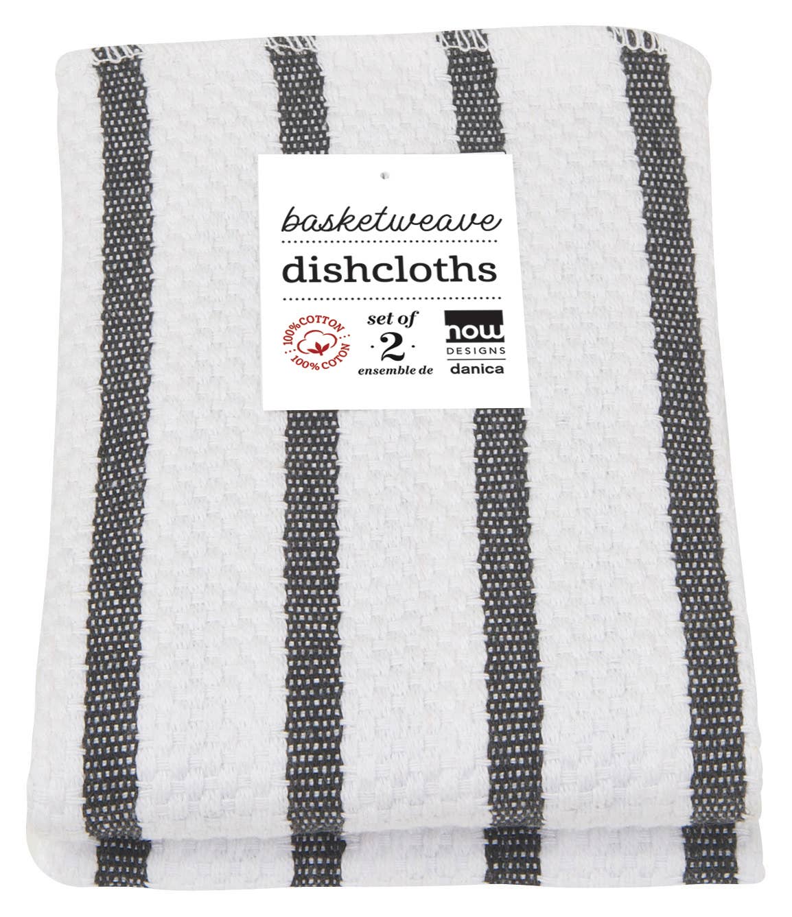 Basketweave Black Dishcloths Set of 2