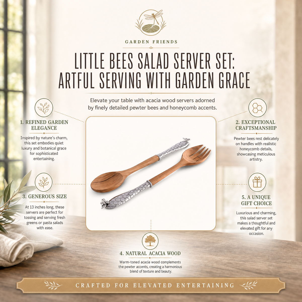 Little Bees Salad Server Set