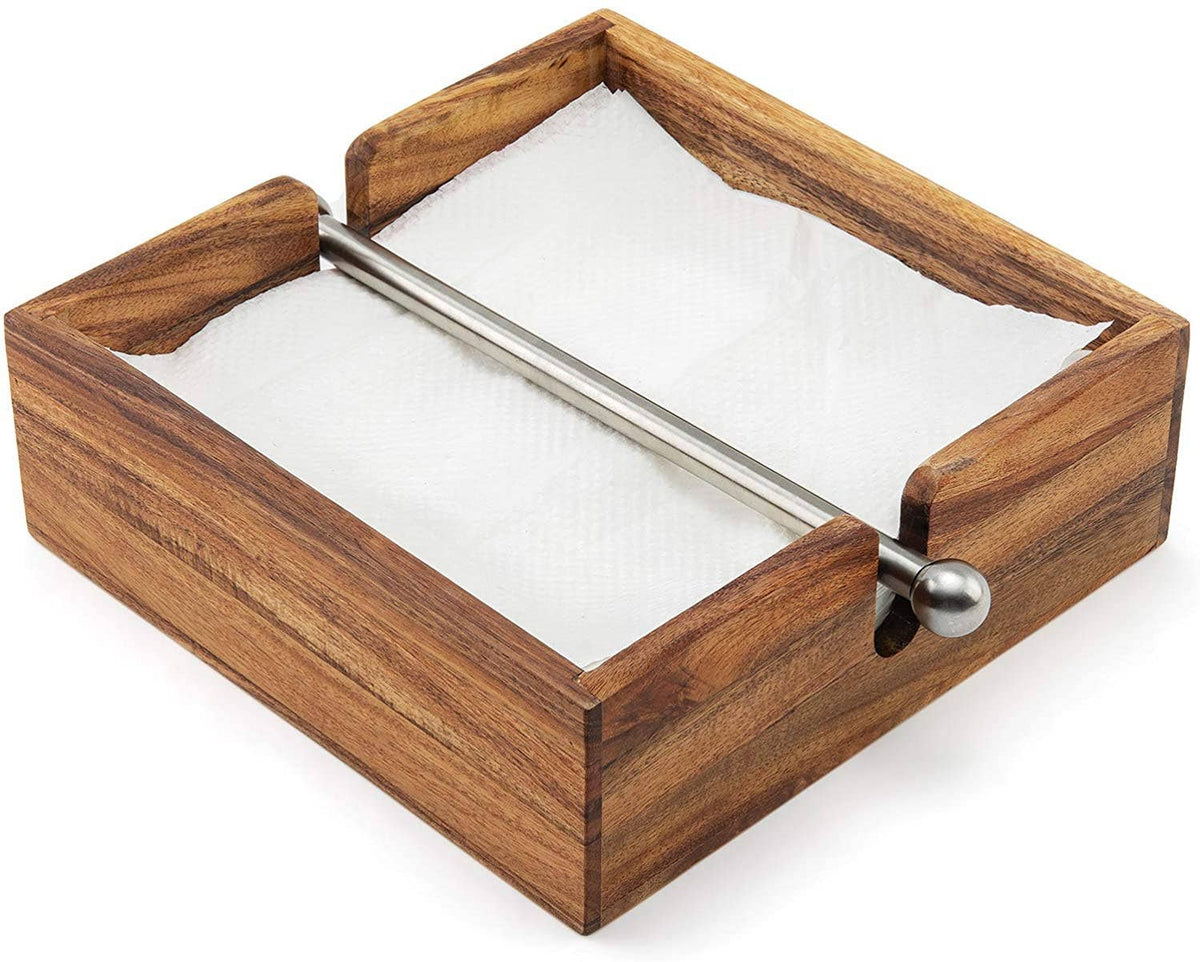 Ironwood Gourmet Napkin Holder, Acacia Wood, 7" x 7"