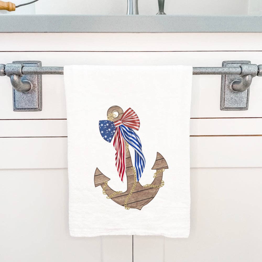 Anchor with Flag Bow - Cotton Tea Towel