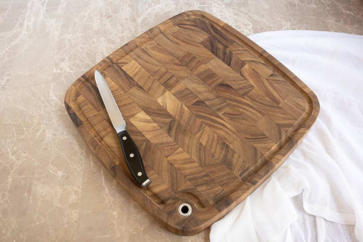 Ironwood Carolina Acacia Wood Chopping Board, End Grain, 14"