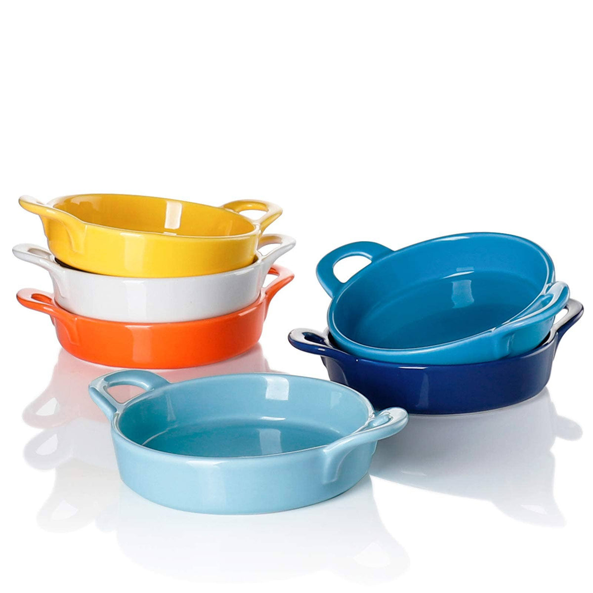 5 Ounce Porcelain Ramekins with Double Handles, Set of 6