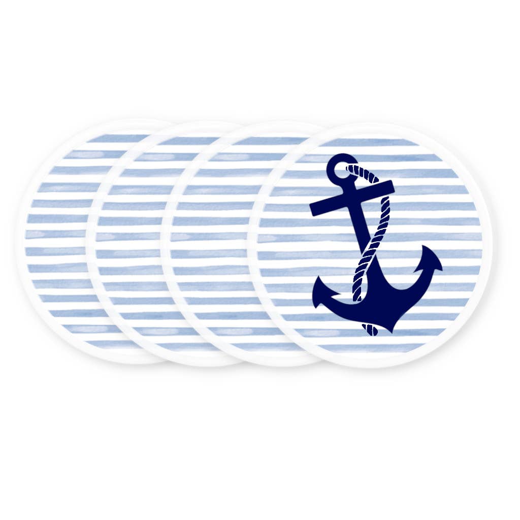 Coasters - Anchor on Stripes
