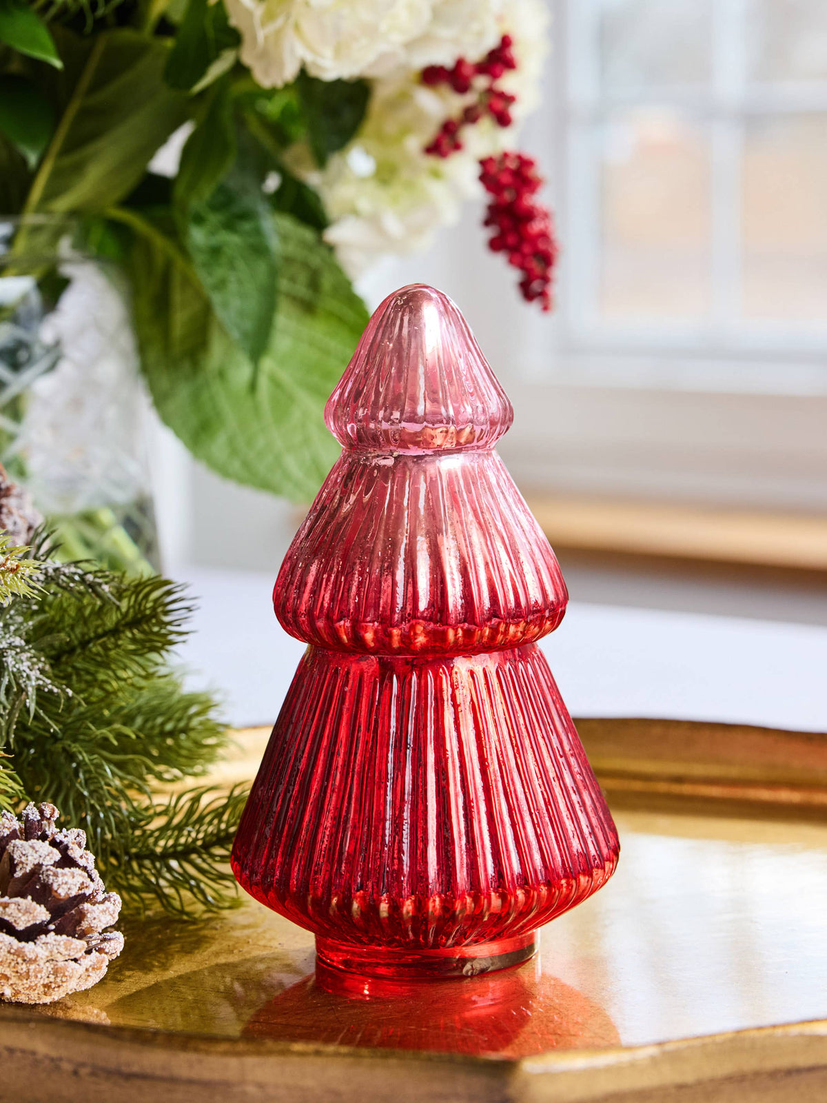 Tree Candle 5" Red Mercury