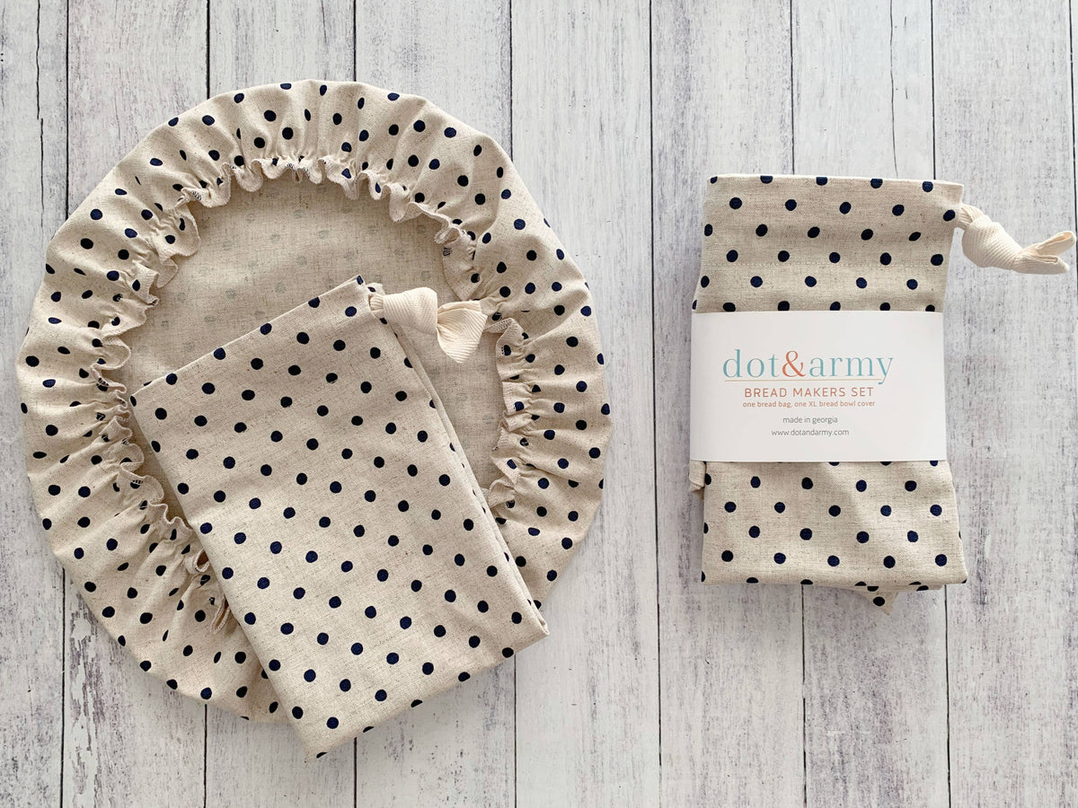 Bread Makers Set in Dots- bread bag and bowl cover