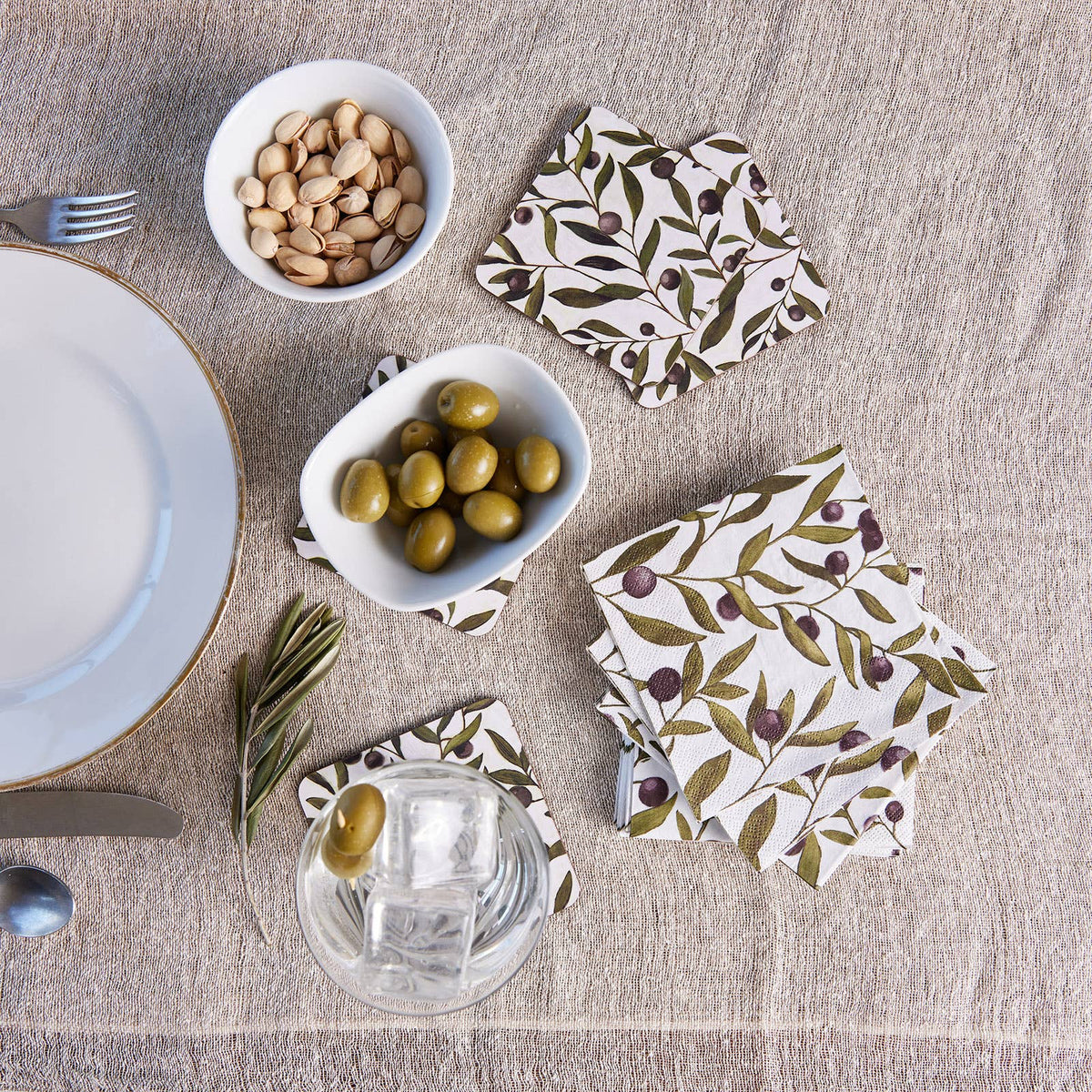 OLIVES Square Coasters, Set of 4