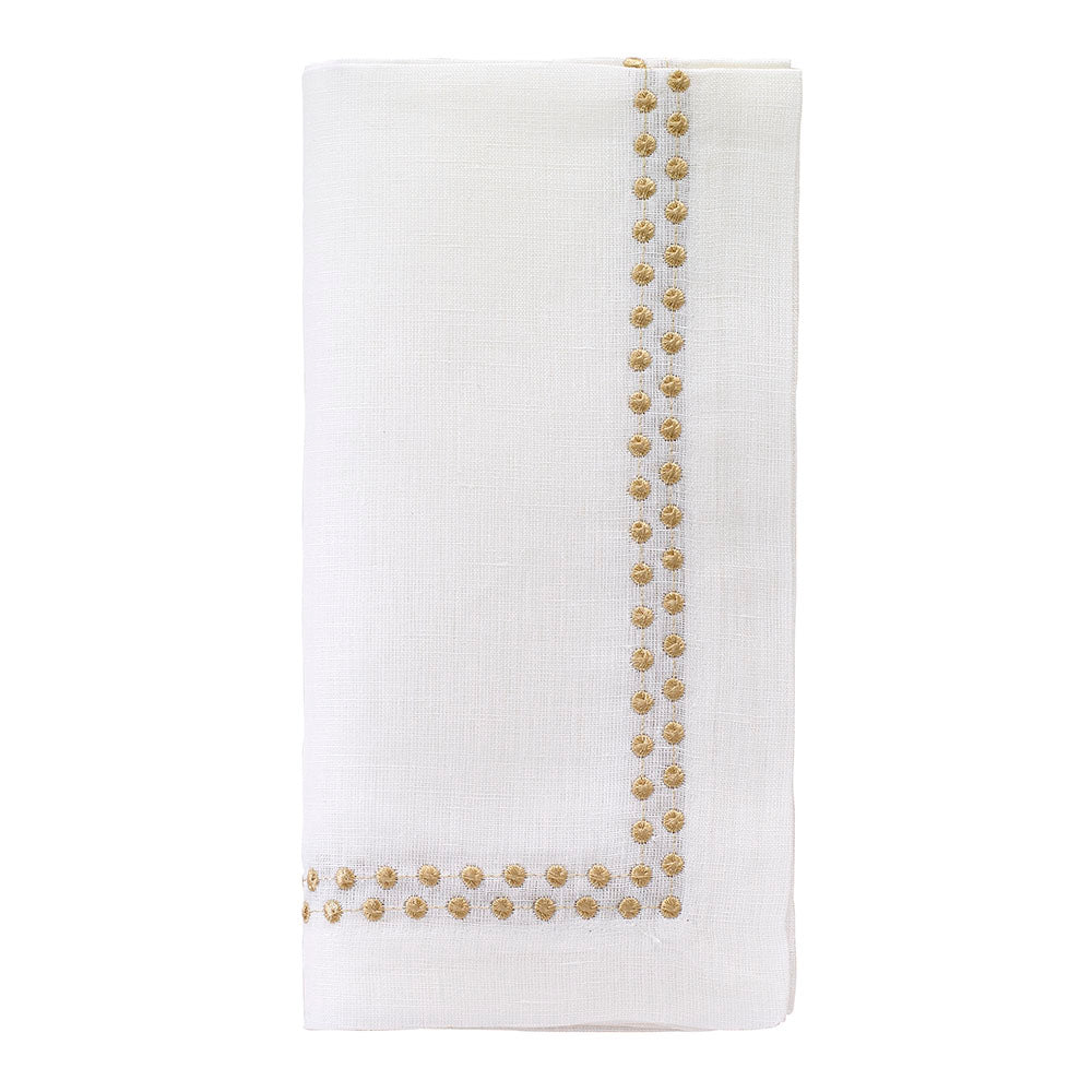 Bodrum Pearl linen napkin with Gold embroidery