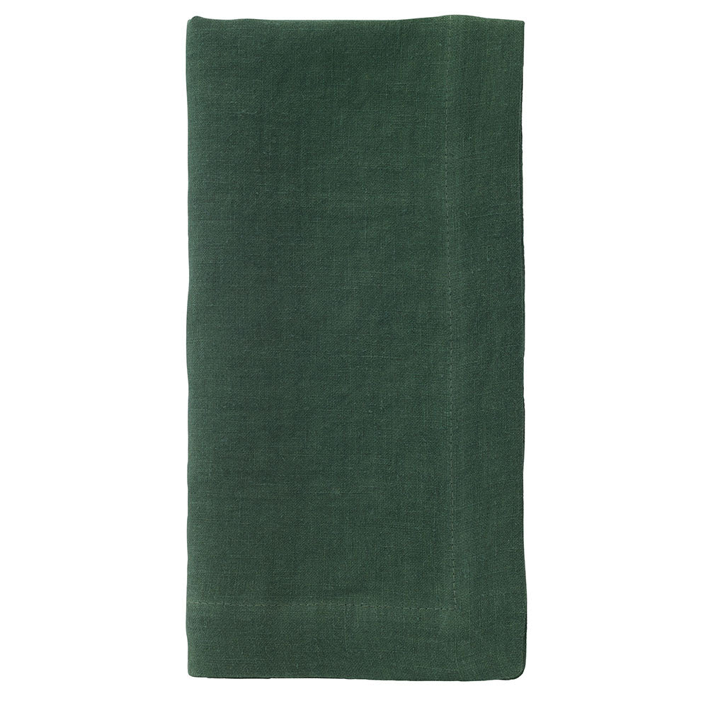 Bodrum Riviera Forest Green linen napkin