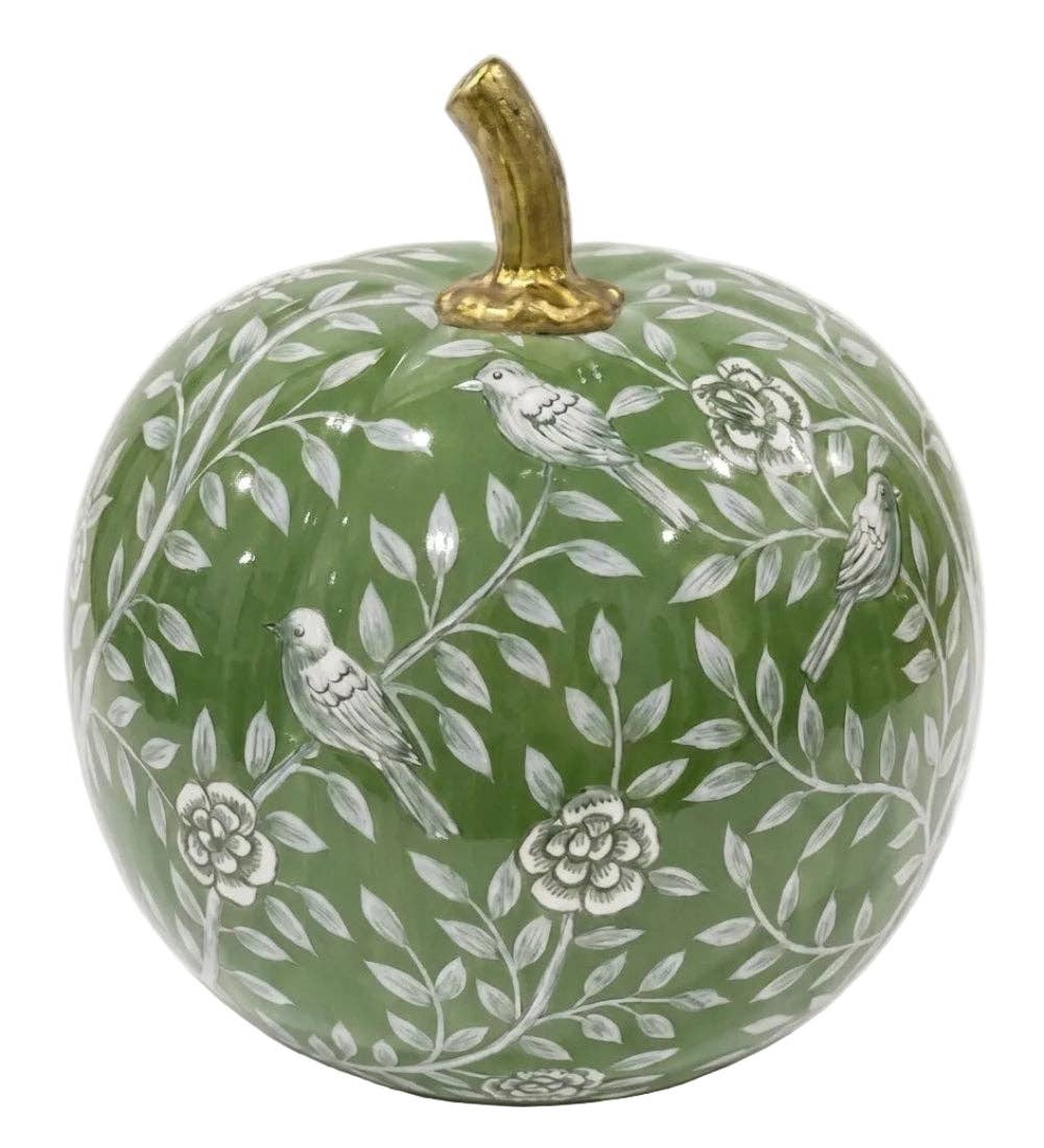 Green Bird & Vine Silhouette Pumpkin