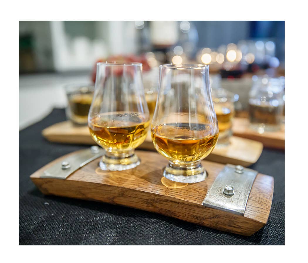 Double Glencairn Whiskey Set & Whiskey Barrel Stave USA Made