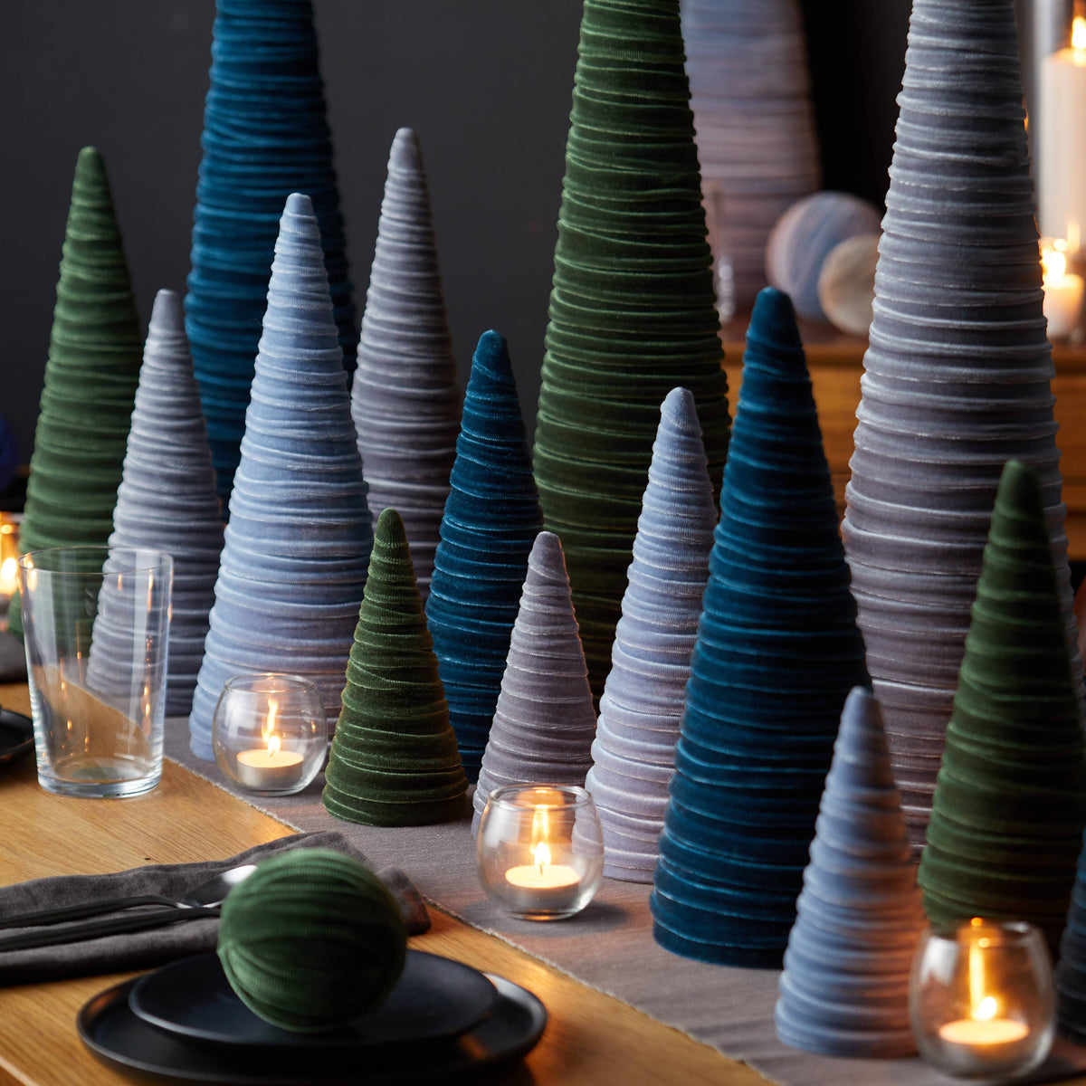 Tree Velvet 10" tall Medium, Spring Accent Tablescape
