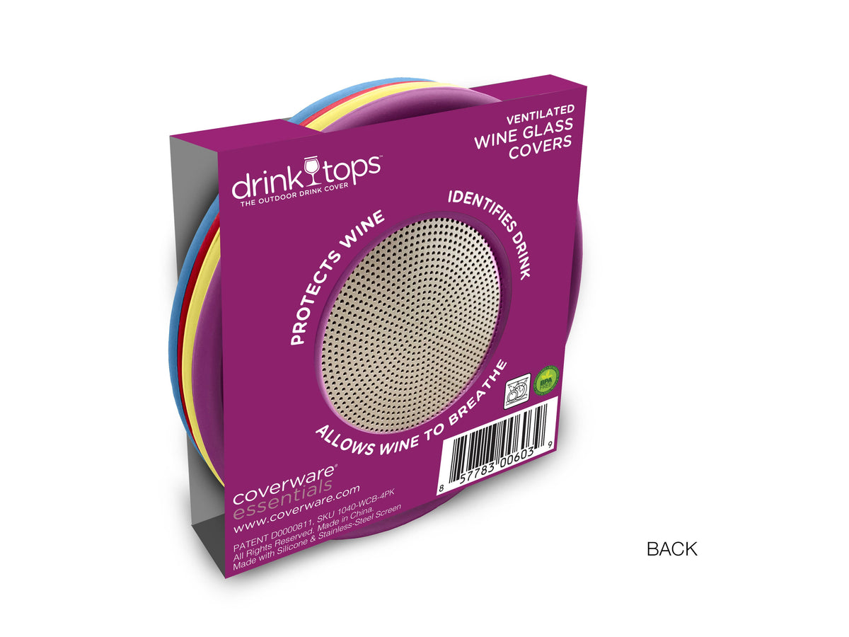 VENTILATED Wine Glass Covers - 4/PK