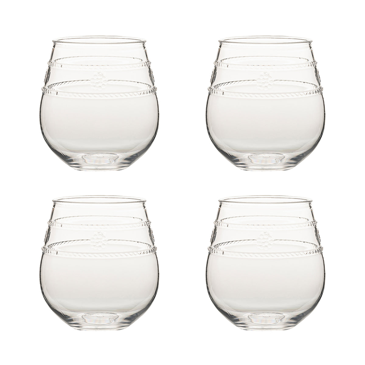 Isabella Acrylic Stemless Wine GlassSet/4