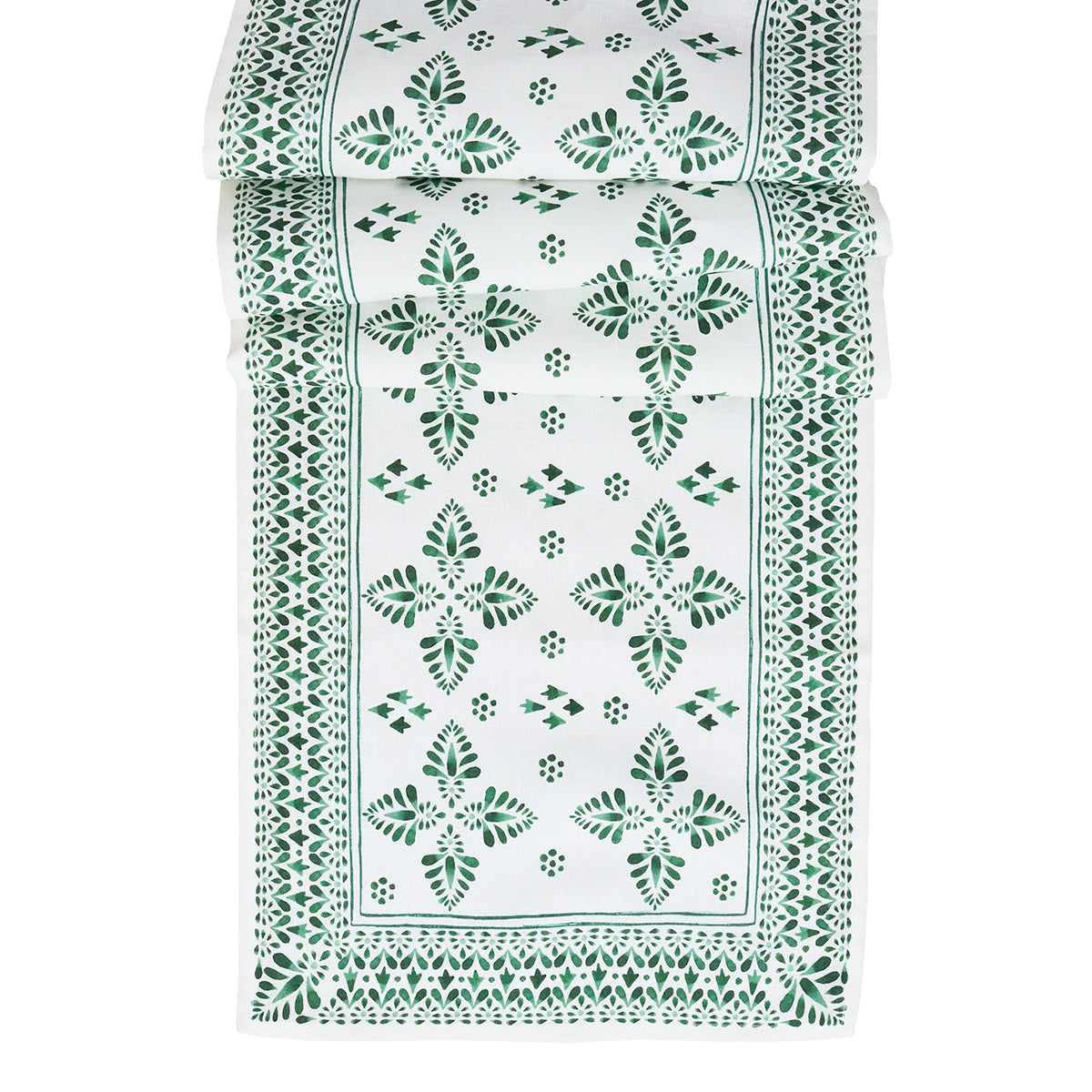 Iberian Border 18" x 90" Table Runner - Evergreen