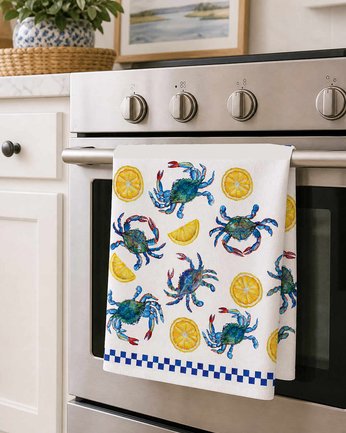 Blue Crab & Lemon Coastal Tea Towel — photo 2