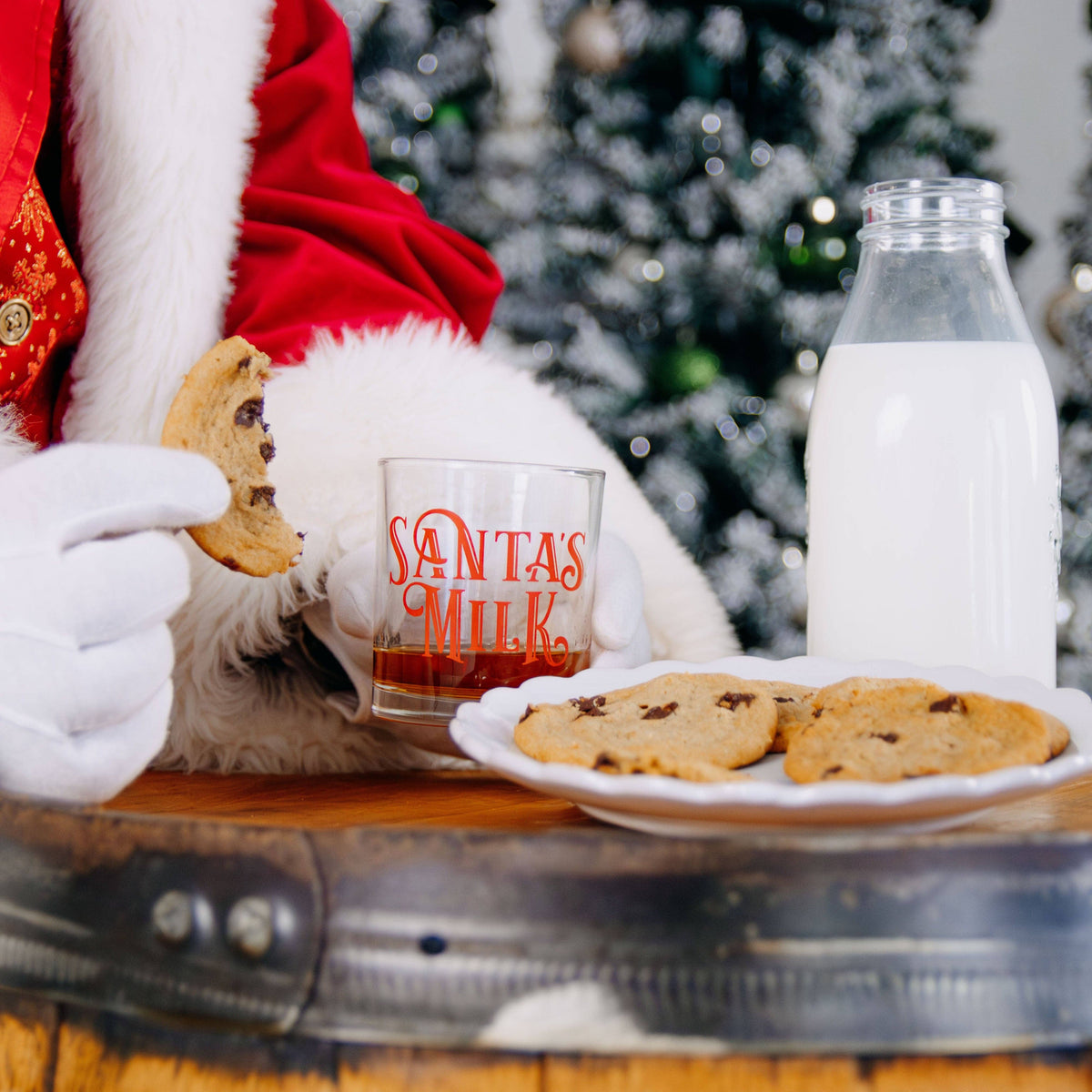 Santa's Milk Christmas Rocks Glass