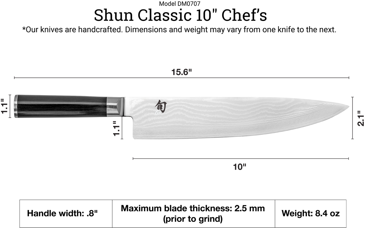 Shun Classic 10" Chef's Knife — Ebony