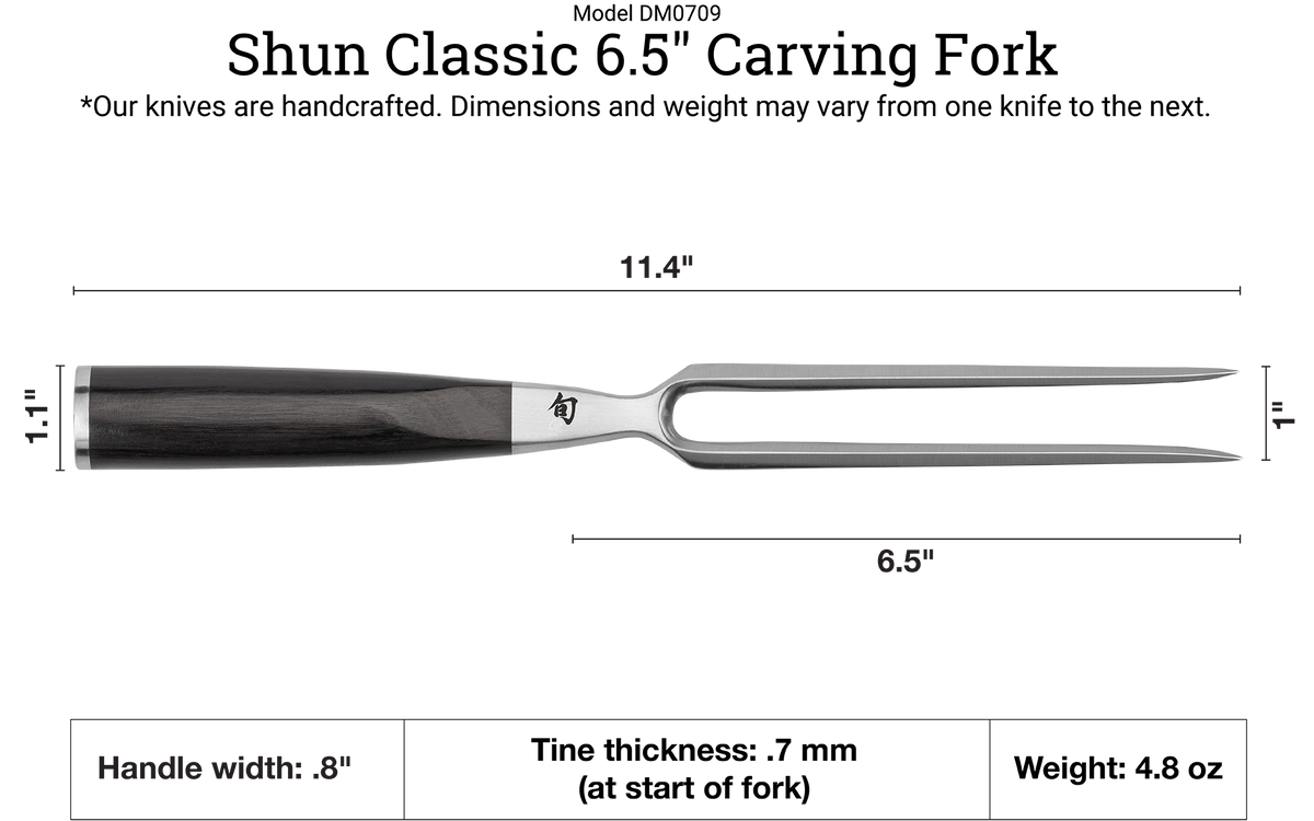 Shun Classic 6.5" Carving Fork — Ebony