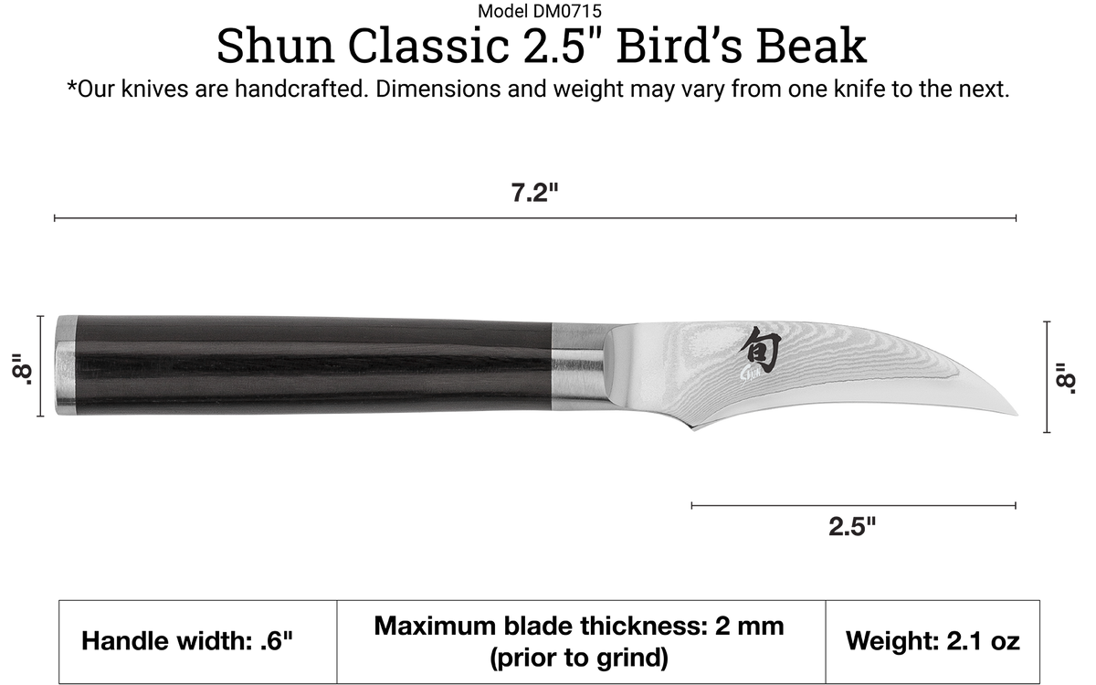 Shun Classic 2.5" Bird's Beak Knife — Ebony