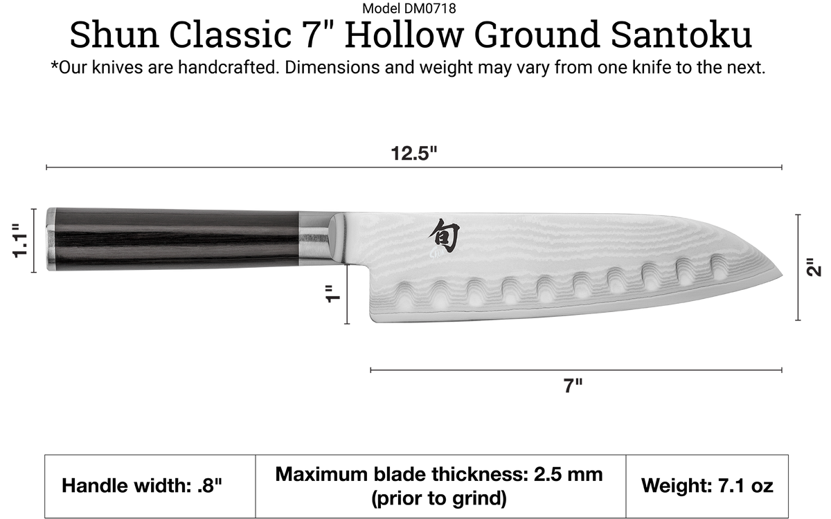 Shun Classic 7" Hollow Ground Santoku — Ebony